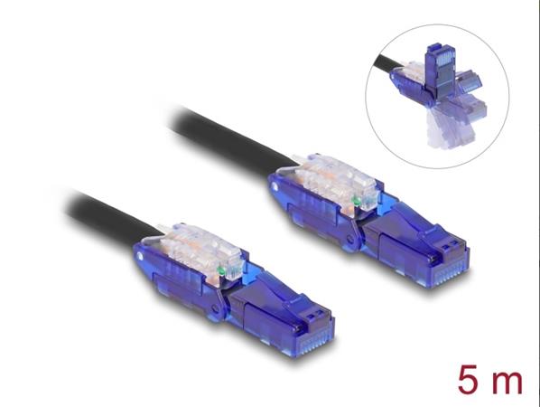 Delock Síťový kabel RJ45, Cat.6, UTP, s výklopnými zástrčkovými konektory (180°), 5 m