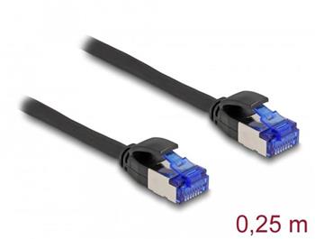 Delock Síťový kabel RJ45, Cat.6A, S/FTP, tenký, 0,25 m, černý