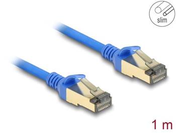 Delock Síťový kabel RJ45, Cat.8.1, F/FTP, tenký, 1 m, modrý