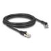 Delock Síťový kabel RJ45 Cat.8.1 S/FTP, ze zástrčky zalomené doprava 45° na přímou zástrčku, až 40 Gbps, 2 m, černý