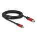 Delock USB 10 Gbps kabel USB Typ-A samec na USB Type-C™ samec 3 m červený kovový