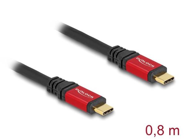 Delock USB 20 Gbps kabel USB Type-C™ samec na samec PD 3.0 100 W E-Marker 0,8 m červený kovový