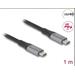 Delock USB 40 Gbps kabel USB Type-C™ samec na samec PD 3.1 240 W E-Marker 1 m šedá kovová