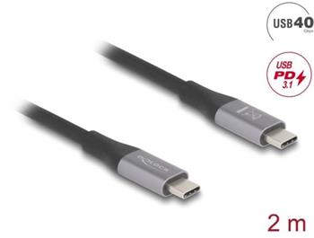 Delock USB 40 Gbps kabel USB Type-C™ samec na samec PD 3.1 240 W E-Marker 2 m šedá kovová