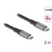 Delock USB 40 Gbps kabel USB Type-C™ samec na samec PD 3.1 240 W E-Marker 2 m šedá kovová