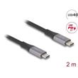 Delock USB 40 Gbps kabel USB Type-C™ samec na samec PD 3.1 240 W E-Marker 2 m šedá kovová