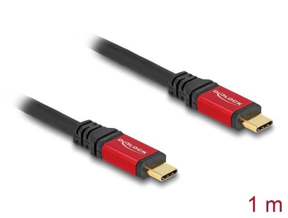 Delock USB 5 Gbps kabel USB Type-C™ samec na samec PD 3.0 100 W E-Marker 1 m červený kovový