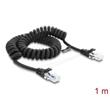 Delock Vinutý kabel rozhraní RJ50, ze zástrčky na zástrčku, 1 m, černý