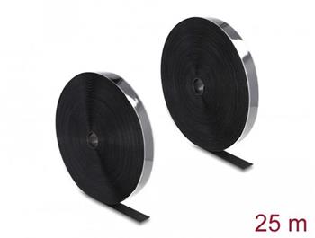 Delock Vysoce spolehlivý pásek na suchý zip, samopřilnavý, D 25 m x Š 25 mm, černý