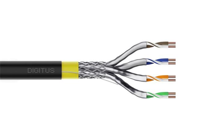 DIGITUS Datový kabel CAT 7A S/FTP – venkovní instalační kabel, 50m kruh, simplex, PE