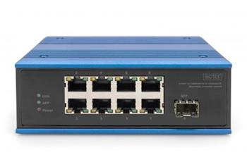 DIGITUS Industrial 8+1 Port Fast Ethernet Switch Unmanaged, 8 RJ45 Ports 10/100 Mbits