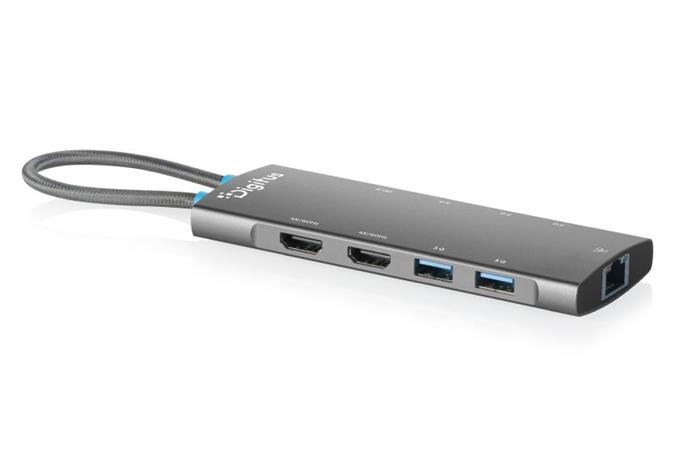 Digitus USB-C dokovací stanice, 9 portů: 2x HDMI, 5x USB 3.2 Gen 1, 1x RJ45, 1x PD