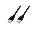 Digitus USB kabel A/samec na A/samec, černý, AWG28, Měď, 1,8m