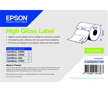 EPSON High Gloss Label - Die-cut Roll: 76mm x 51mm, 2310 labels