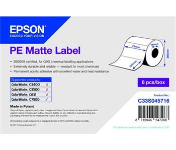 EPSON PE Matte Label - Die-cut Roll: 76mm x 127mm, 960 labels