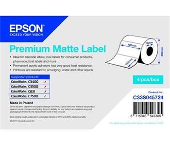 EPSON Premium Matte Label - Die-cut Roll: 102mm x 152mm, 800 labels