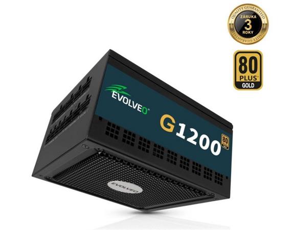 EVOLVEO G1200 zdroj 1200W, 80+ GOLD, ATX 3.1, aPFC, 140 mm ventilátor, záruka 3 roky, černý