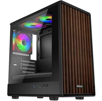 EVOLVEO M5, case mATX, 2x USB2.0 / 1x USB3.0 / 3x120mm LED / černý s průhlednou