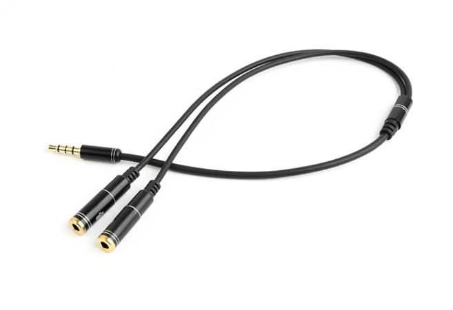 Gembird 3,5mm audio + kabel adaptéru mikrofonu, 0,2m, kovové konektory