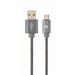 GEMBIRD CABLEXPERT Kabel USB 2.0 AM na Type-C kabel (AM/CM), 2m, metalická spirála, šedý, blister, PREMIUM QUALITY