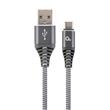 GEMBIRD CABLEXPERT Kabel USB 2.0 AM na Type-C kabel (AM/CM), 2m, opletený, šedo-bílý, blister, PREMIUM QUALITY