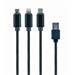 GEMBIRD CABLEXPERT Kabel USB A Male/Micro B + Type-C + Lightning, 1m, opletený, černý, blister