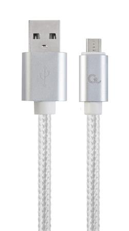 GEMBIRD CABLEXPERT Kabel USB A Male/Micro USB Male 2.0, 1,8m, opletený, stříbrný, blister