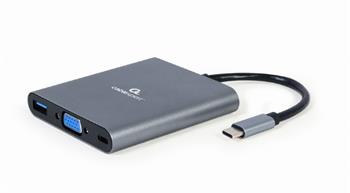 GEMBIRD CABLEXPERT Kabel USB-C 6-in-1 multi-port adapter (Hub3.1 + HDMI + VGA + PD + čtečka karet + stereo audio)