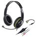 Genius HS-400A Headset, herní, drátový, náhlavní, mikrofon, ovládání hlasitosti, 2× 3,5mm jack, redukce na 1× 3,5mm, černo-zelená