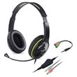 Genius HS-400A Headset, herní, drátový, náhlavní, mikrofon, ovládání hlasitosti, 2× 3,5mm jack, redukce na 1× 3,5mm, černo-zelená
