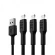Green Cell Set 3x Cable GC Ray USB - Lightning 120cm for iPhone, iPad, iPod, white LED, quick charging