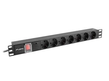 LANBERG NAPÁJECÍ DISTRIBUČNÍ JEDNOTKA (PDU) 19" 1U 10A 2M C14-> 7X SCHUKO ZÁSUVKY ČERNÁ C14