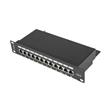 LANBERG PATCH PANEL 12PORT 1U 10" CAT.6 FTP STÍNĚNÝ ČERNÝ