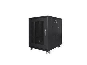 LANBERG Volně stojící skříň 19" 15U/600x800, síťované dveře, černá (RAL9004) (v rozloženém stavu)