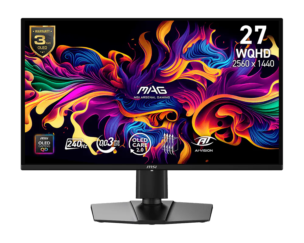MSI Gaming monitor MAG 274QP QD-OLED X24,27" OLED/2560x1440(WQHD)/240Hz/0,03ms/2xHDMI/DP/Výšk. nastavitelný/Pivot/černá
