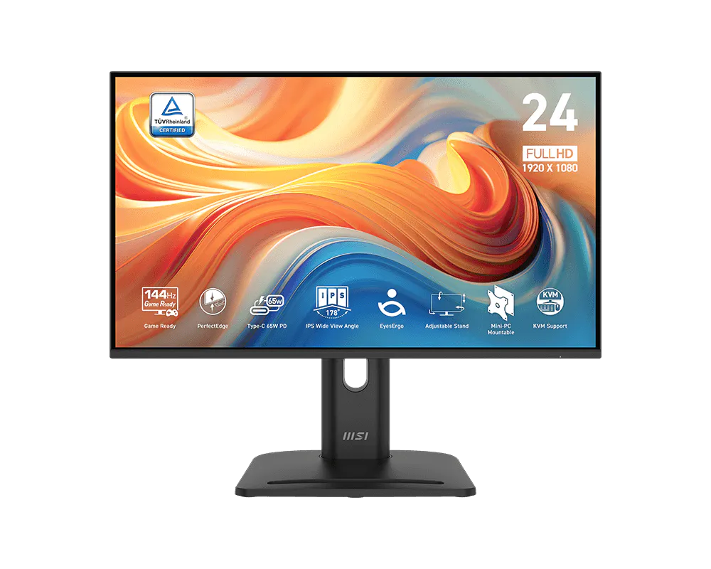 MSI monitor PRO MP245PHG E14 23,8" IPS/FHD/144Hz/1ms/HDMI/DP/USB-C/2xUSB-A/USB-B/Výšk.nast./Pivot/černá