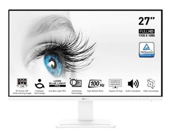 MSI monitor PRO MP273AW, 27" IPS/1920 x 1080 (FHD)/100Hz/1ms/DP/HDMI/D-Sub/bílá