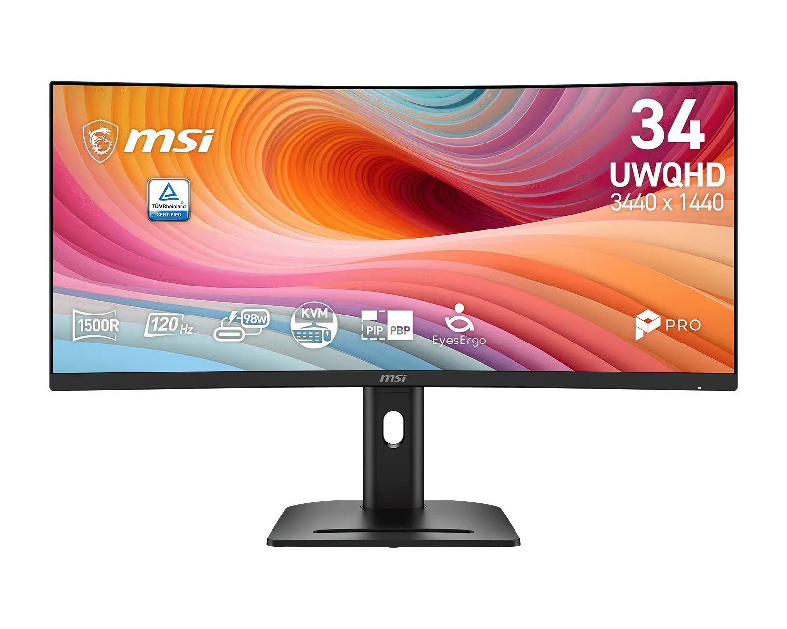 MSI monitor PRO MP341CQPHG E12, 34" zakřivený /3440x1440 (UWQHD)/VA LED/100Hz/1ms/HDMI/DP/USB-A,B,C/Výšk.nast./Pivot