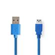 Nedis CCGB61010BU20 - USB 3.0 Kabel | A Zástrčka - A Zásuvka | 2 m | Modrá