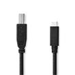 Nedis CCGL60650BK10 - USB 2.0 kabel | USB-C Zástrčka – USB-B Zástrčka | 1 m | Černá