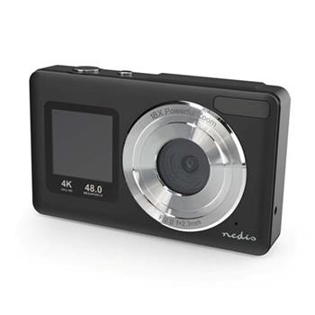 Nedis PCAM2530BK - Digitální Fotoaparát| Duální Obrazovka | 48 MPixel | 4K@30fps | 5 MPixel CMOS | Černá