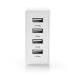 Nedis WCHAU481AWT- Síťová Nabíječka | 24 W | Funkce rychlého nabíjení | 4x 2.4 A | 4 výstupy | 4x USB-A | Bílá