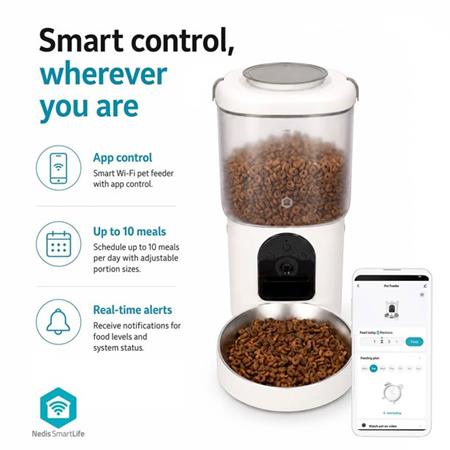 Nedis WIFIPET21CWT - SmartLife Dávkovač krmiv pro domácí zvířata | Wi-Fi | 4.5 l | Android™ / IOS