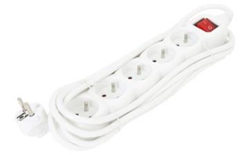 OMEGA POWER EXTENSION CORD 3,0M 16A 5 SOCKET TYPE E FRENCH WHITE