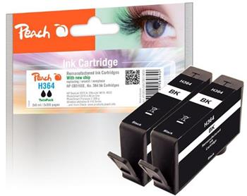 PEACH kompatibilní cartridge HP No.364, new chip, black TwinPack, 2x9 ml