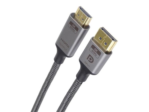 PremiumCord DisplayPort 1.4 na HDMI2.1 kabel pro rozlišení 8K@60Hz,4K@144Hz, 2m