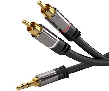 PremiumCord HQ stínený kabel stereo Jack 3.5mm-2xCINCH M/M 3m