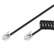 PremiumCord Kabel telefonní sluchátkový kroucený 4 žíly 7m - černý
