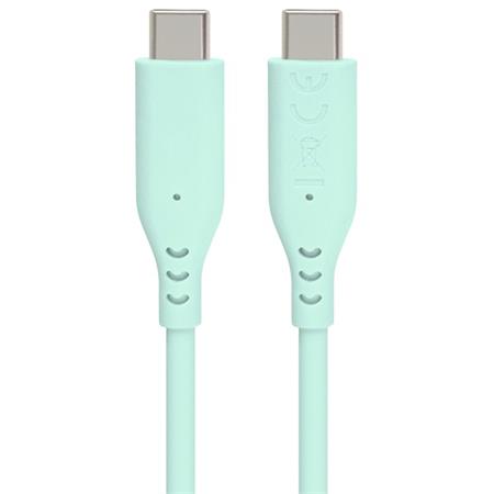 PremiumCord Silikonový kabel s konektory USB-C 60W 480Mbps tyrkysový extra měkký 1,5m