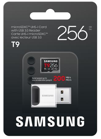 Samsung T9/Micro SDXC/256GB/UHS-I U3 / Class 10/+ Adaptér/Černá + USB Adaptér